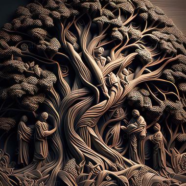 3D мадэль Деревья в толпе Лес Кимори защищают гигантское Тре (STL)